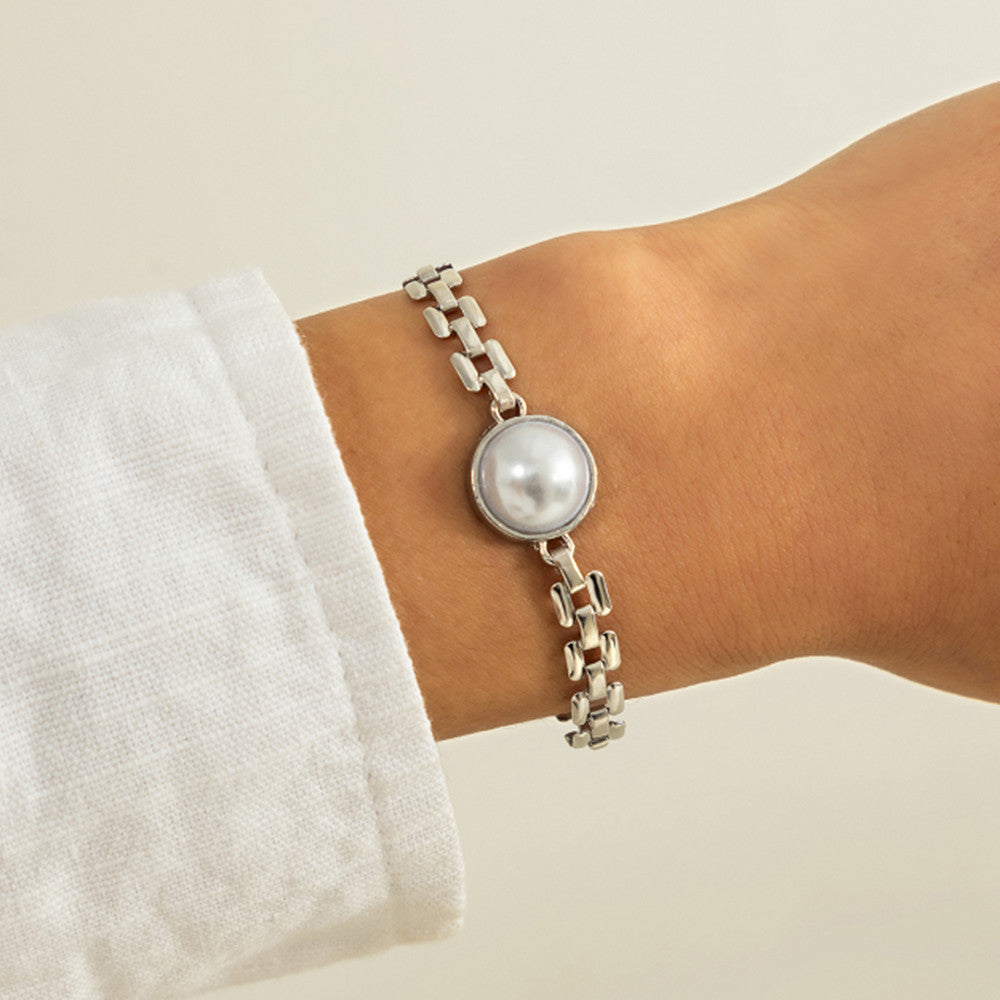 Pearl Necklace Geometric Metal Chain