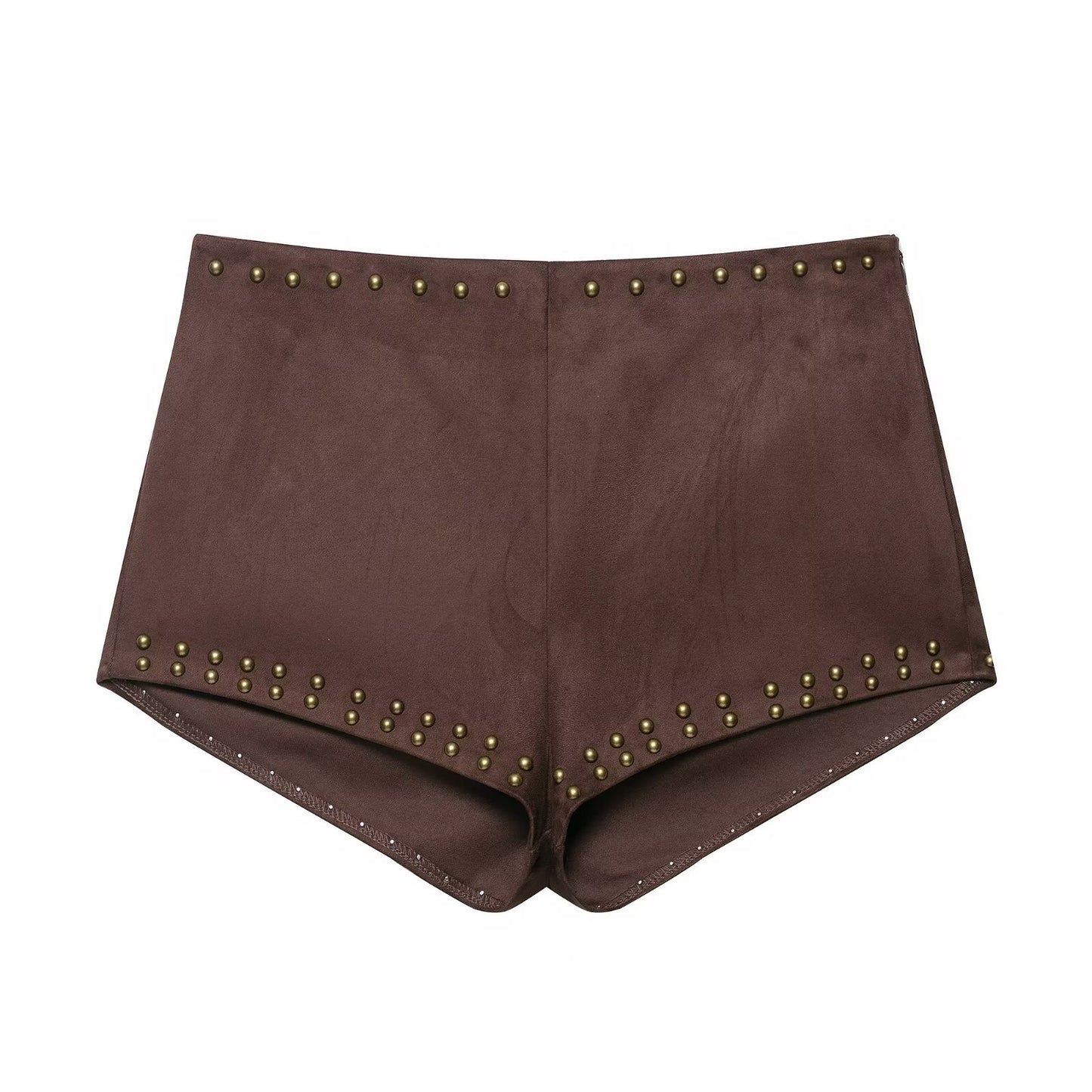 Rivet suede effect vest+shorts set