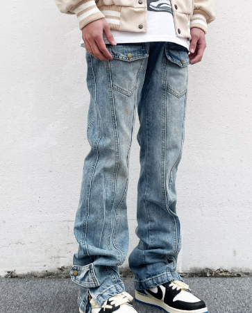 Men's Black Loose Fit Straight Leg Jeans