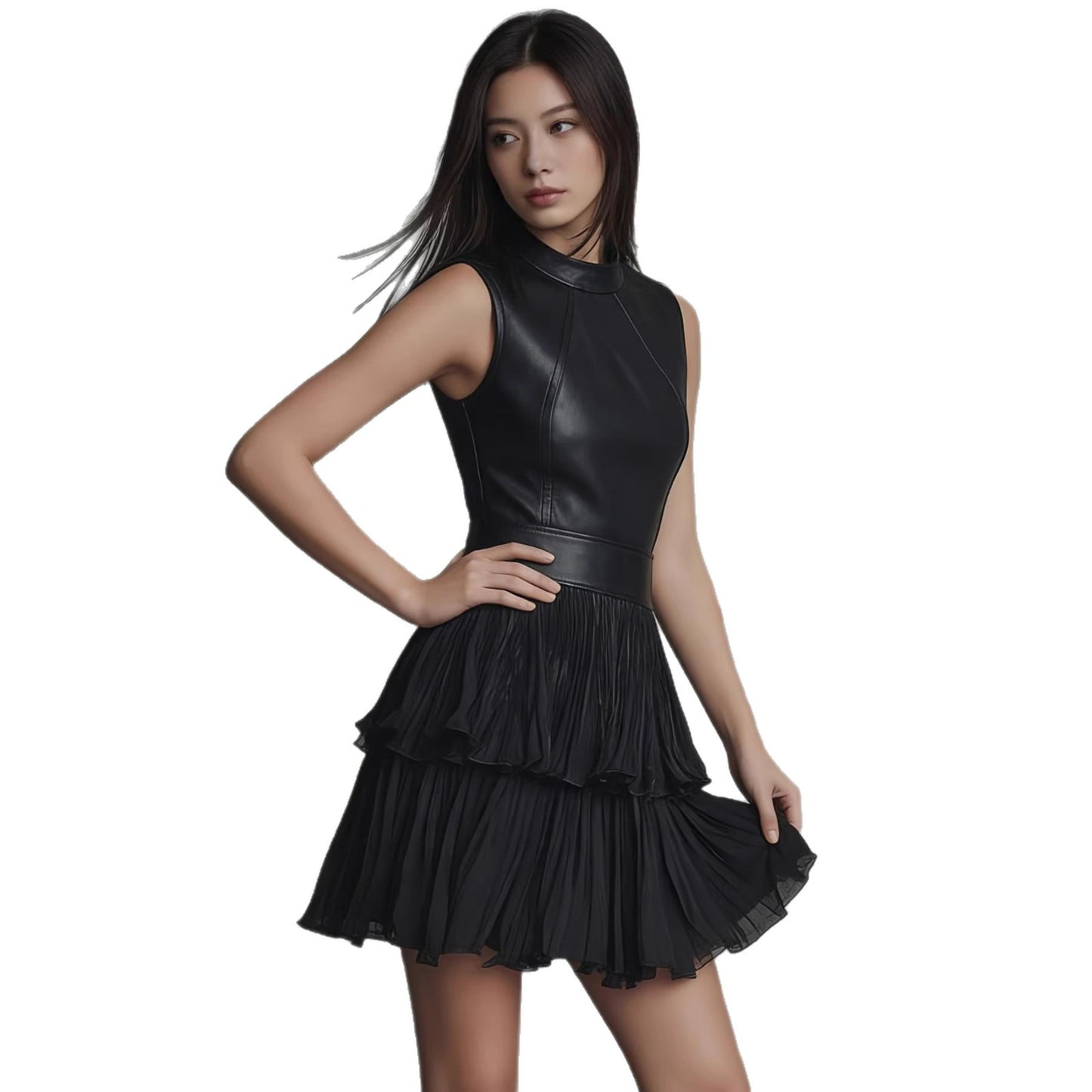 leather Ruffle Skirt dress