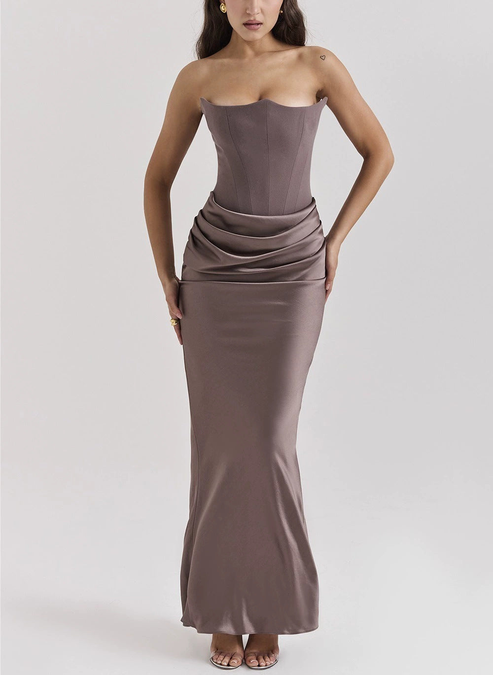 Style Women's Fashion Strapless Sexy Backless Fitted Evening Dress