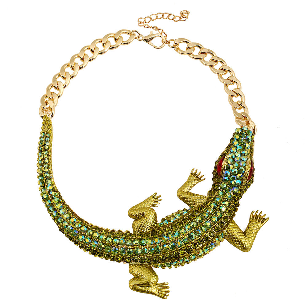 Crocodile statement diamond Necklace