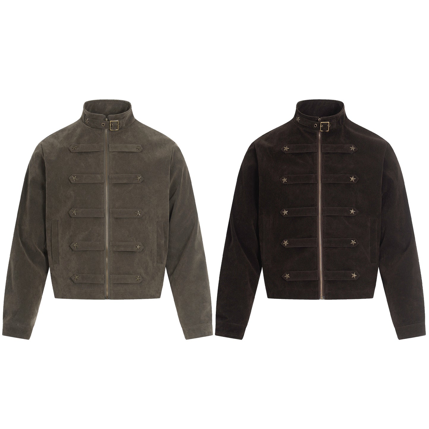 Suede stand up collar short jacket