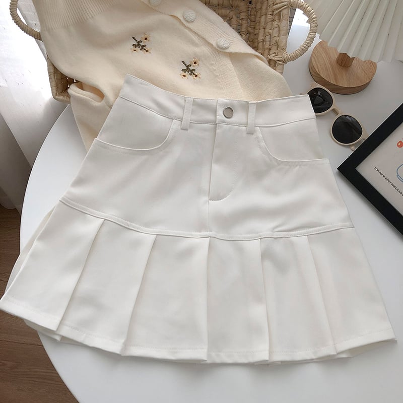 High-Waisted A-Line Pleated Skirt for Women