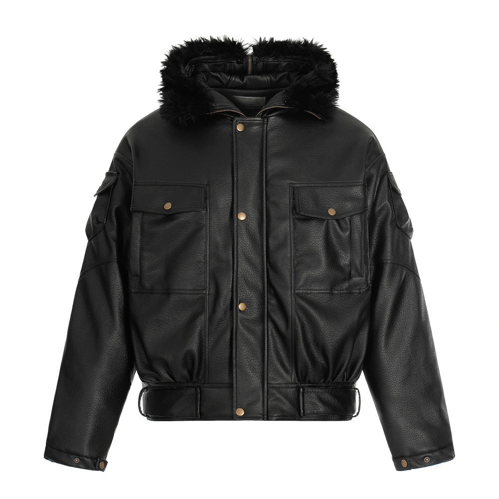 leather jacket and cotton coat