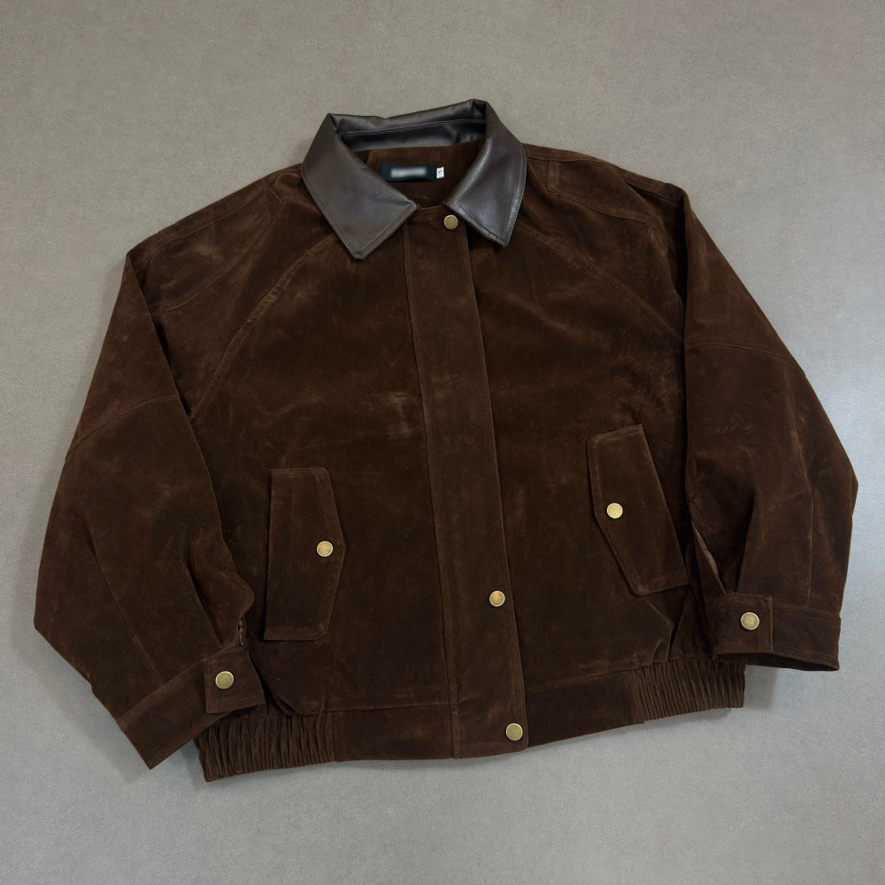 PU leather lapel jacket