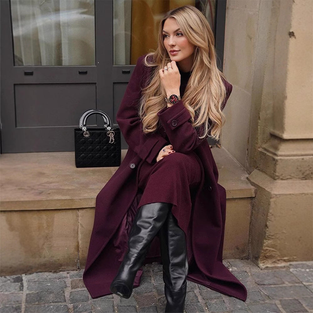 Lace-up Woolen Trench Coat