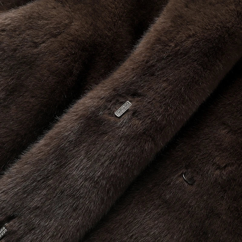 Neo Mint 2024 Winter Luxury Faux Mink Fur Coat Women Iconic Brand Long