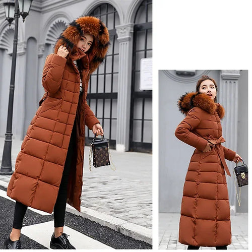 Long Down Cotton Parkas Coat Female New Winter Over Knee Loose Large