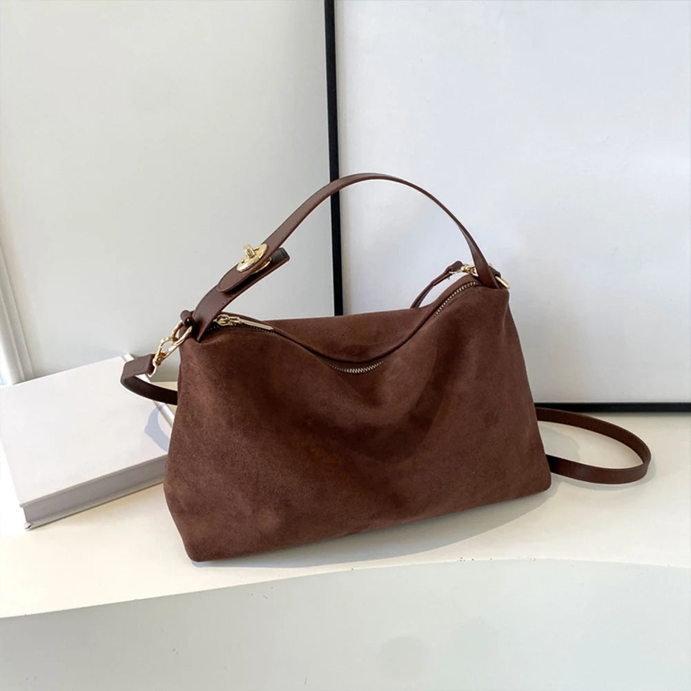 Boston Suede Leather Handbag