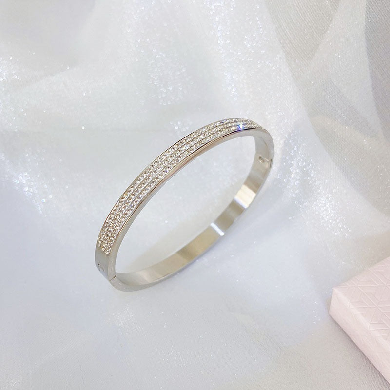 Korean Style Titanium Steel Triple Row Bracelet for Women