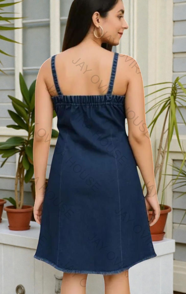 Denim Midi Dress for Women | Casual Wear Dress