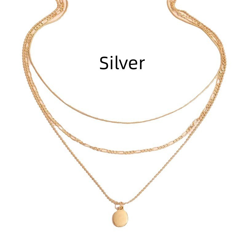 Vintage Metal Oval Pendant Necklace
