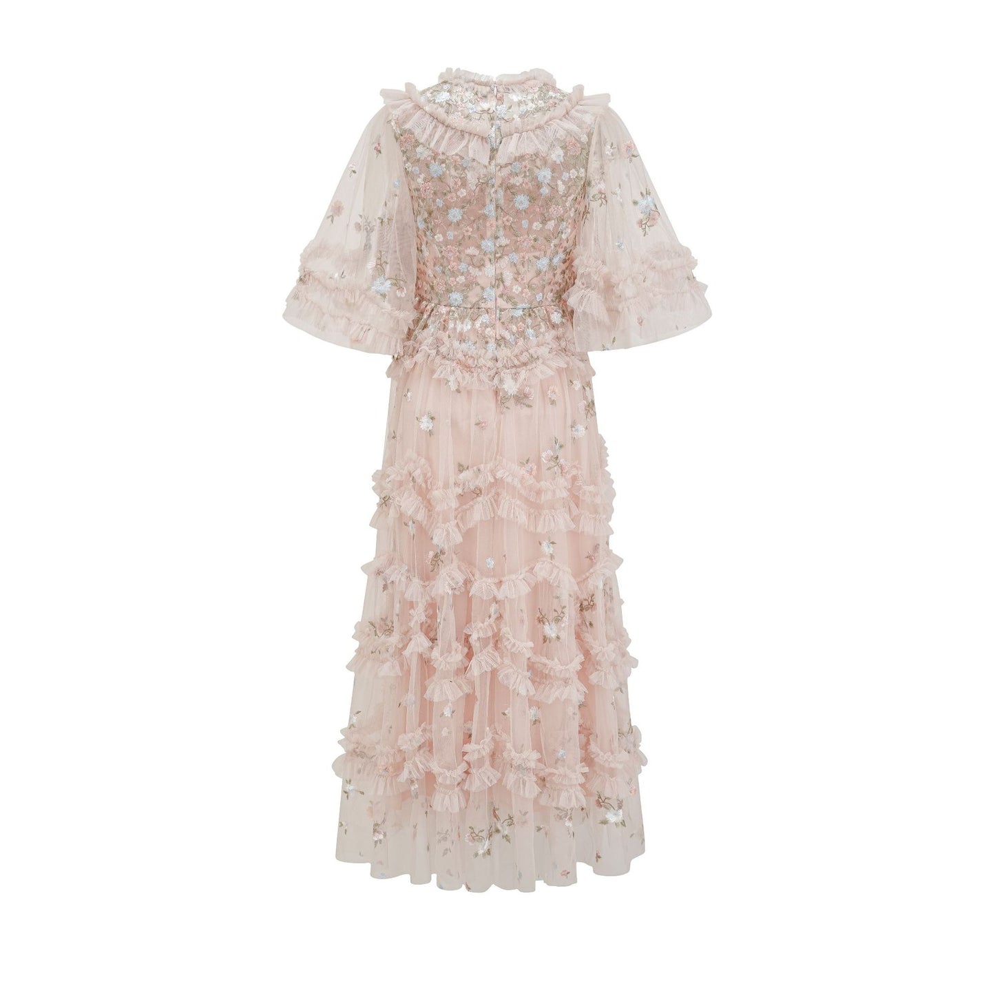 Designer Pink Flower Embroidery long Dress