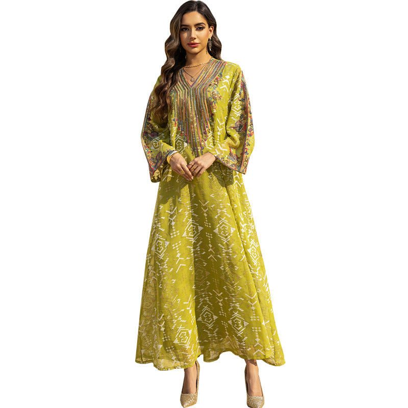 Embroidered Evening Dress with Applique Patchwork Dress