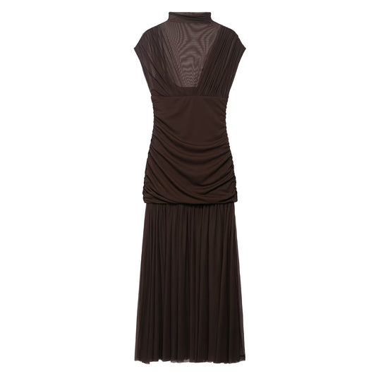 Silk mesh patchwork dress