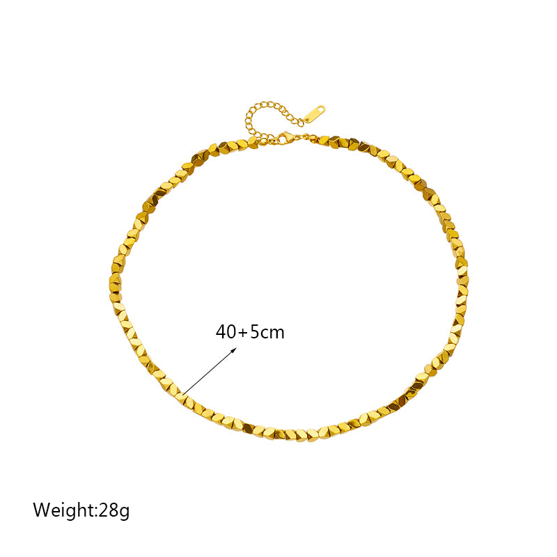 Vintage Gold Stainless Steel Octagonal Clavicle Chain for Women