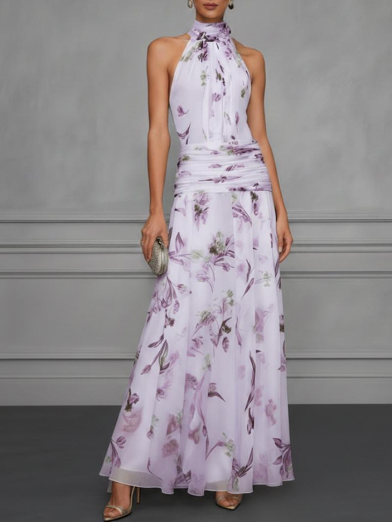 Halter Neck  printed dress
