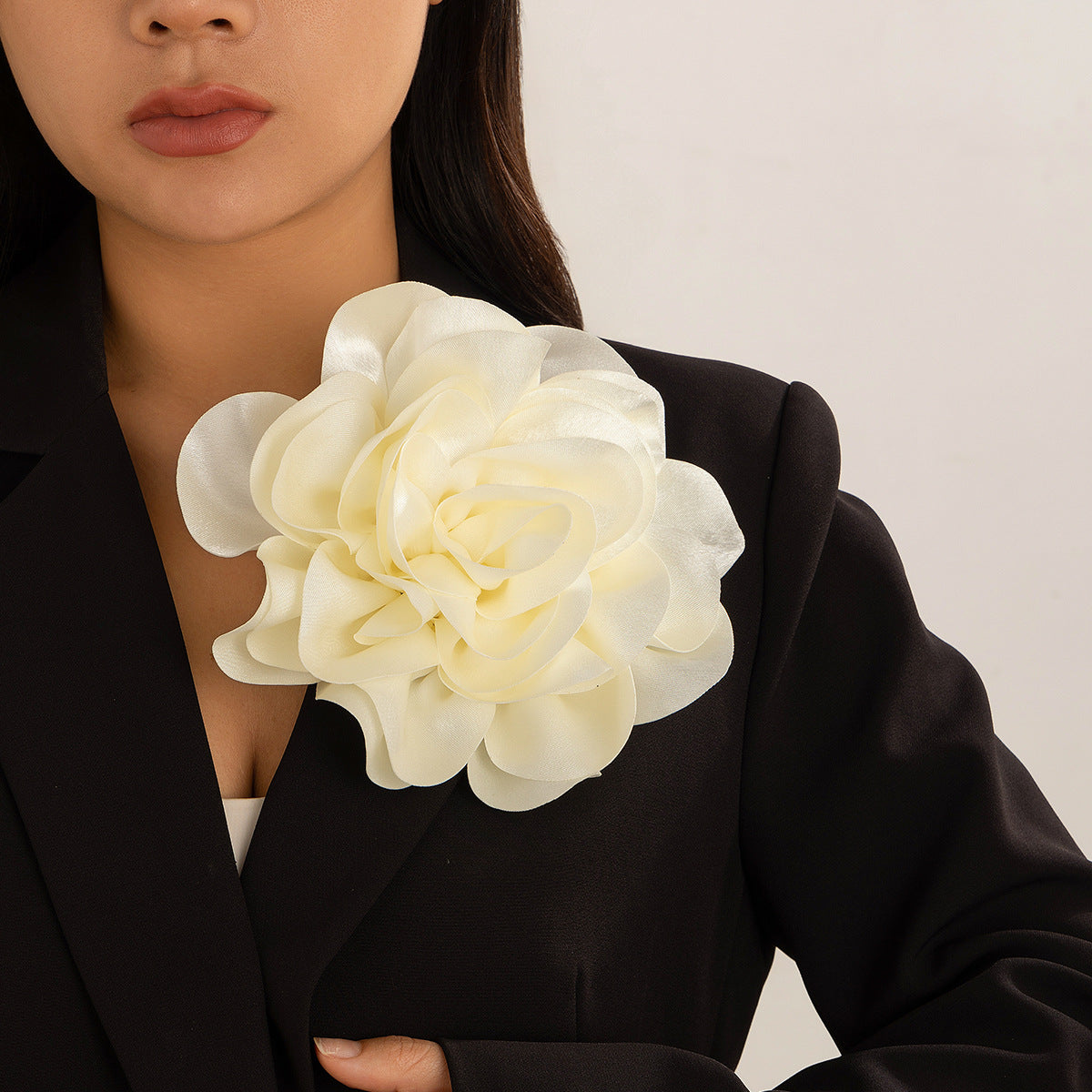 large  fabric flower brooch