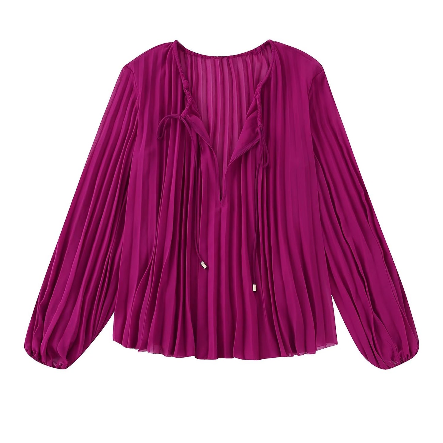 Fashion Women Pleated Blouses Autumn Casual O-neck Loose Tops Vintage Fashion Oversize Long Sleeve T-Shirts