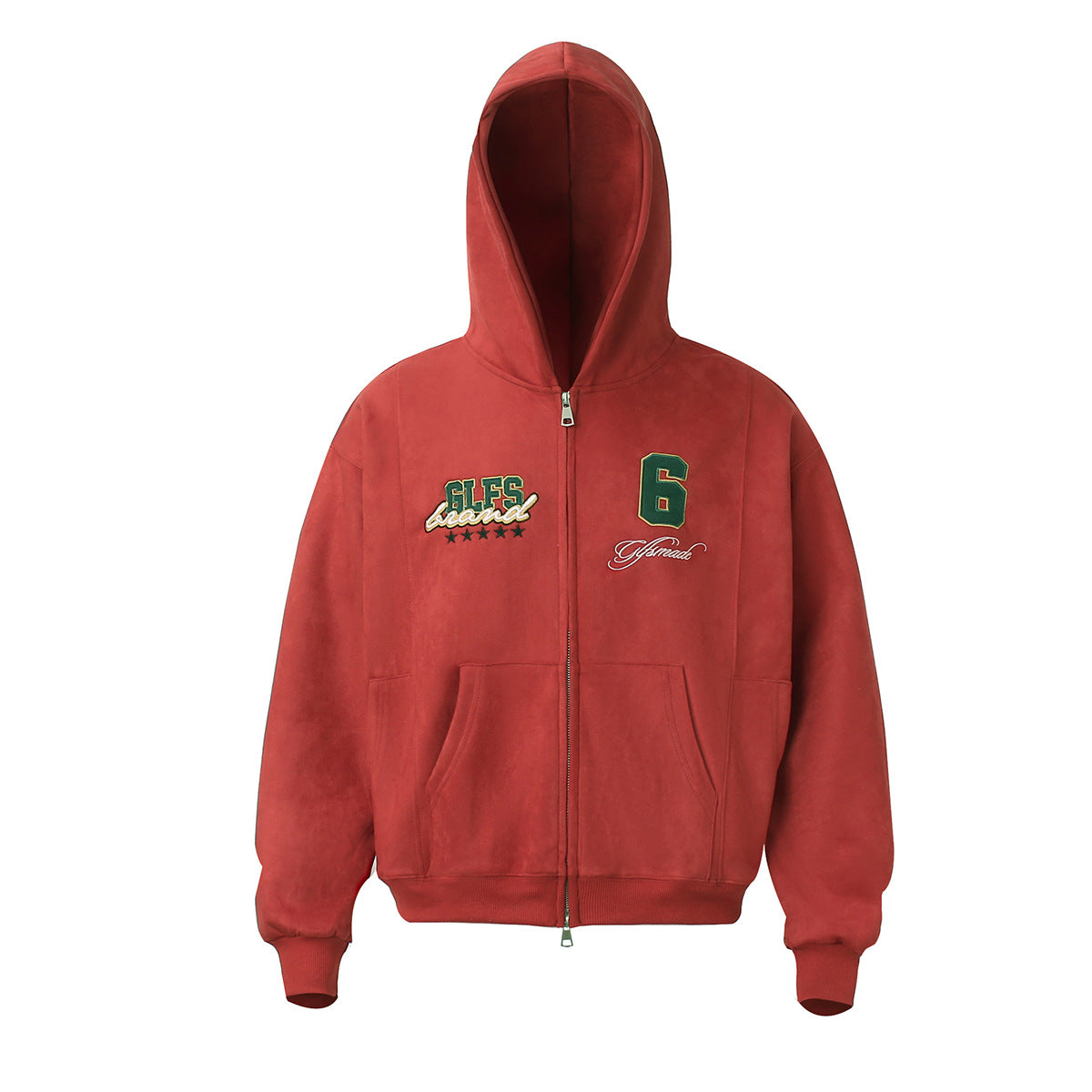 Suede embroidered cardigan sweatshirt