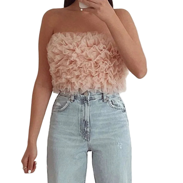Silk Net Tulle Knitted Top