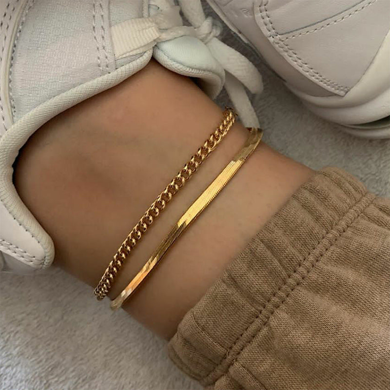 Trendy Women's Minimalist Snake Chain Ankle Bracelet