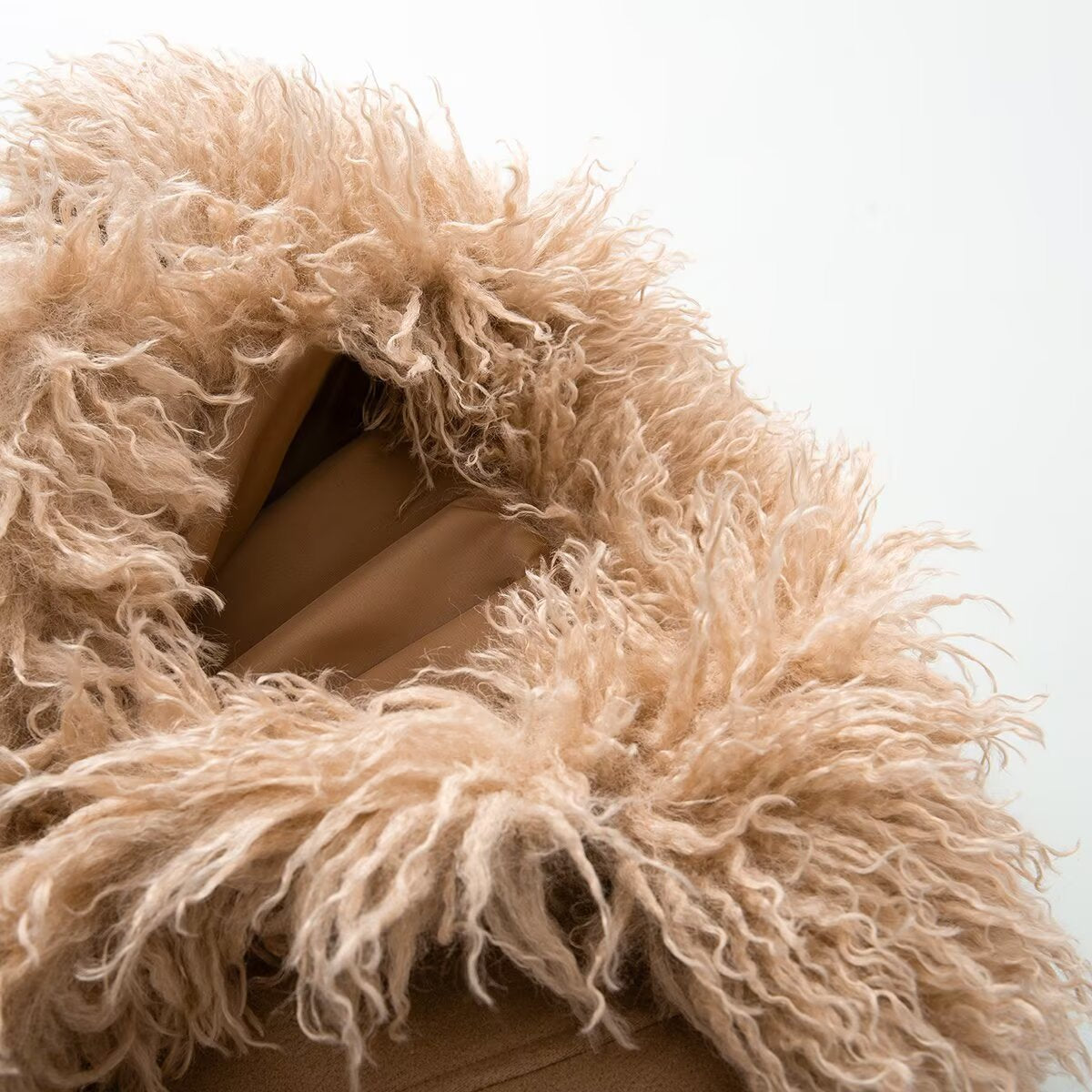 Spliced suede coat jacket