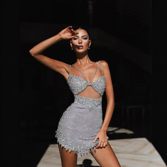 Backless Fitted Mesh Bodycon Dress