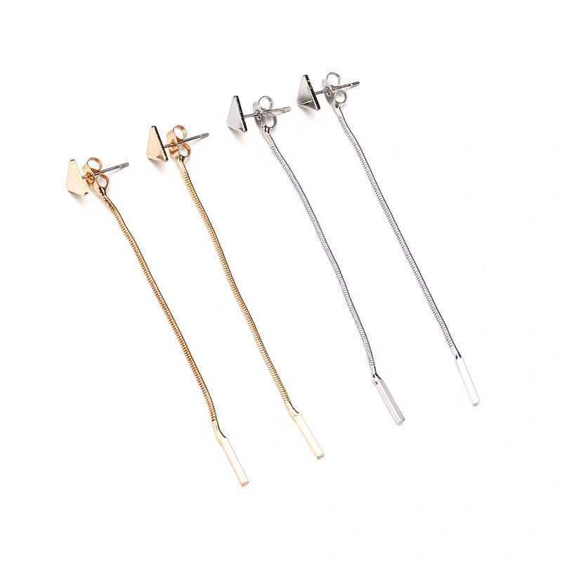 ALong Tassel Triangle Earrings