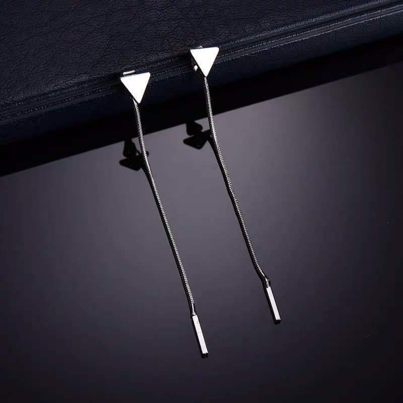 ALong Tassel Triangle Earrings