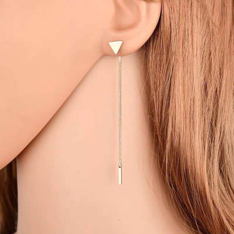 ALong Tassel Triangle Earrings