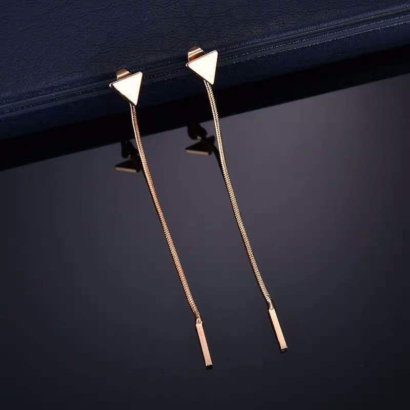 ALong Tassel Triangle Earrings
