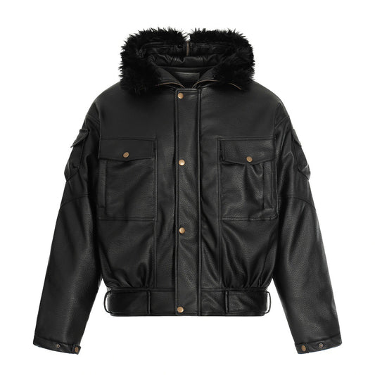 leather jacket and cotton coat