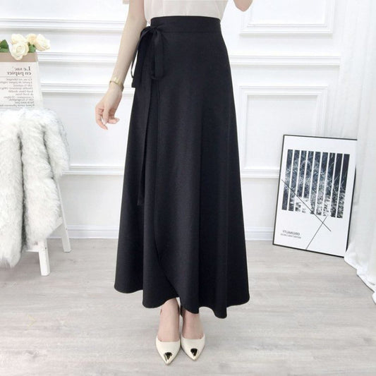 High Waist Chiffon A-Line Skirt with Lining