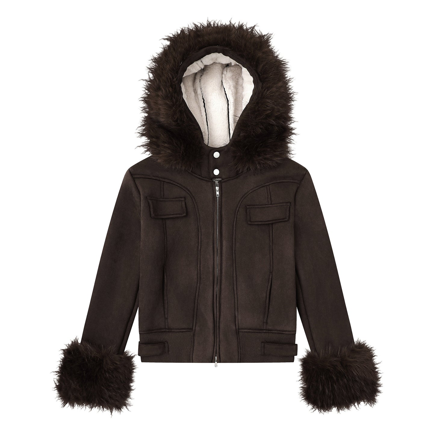 Maillard loose suede short cardigan jacket