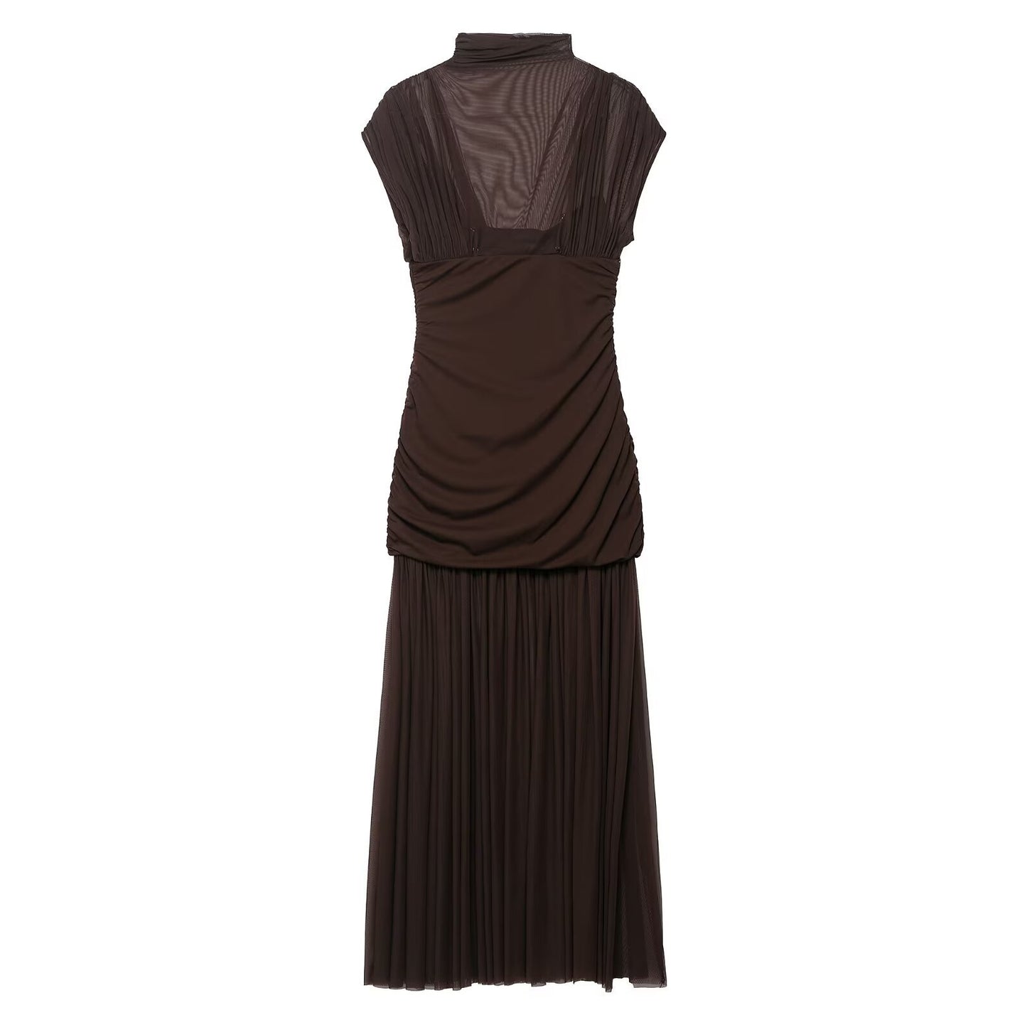 Silk mesh patchwork dress