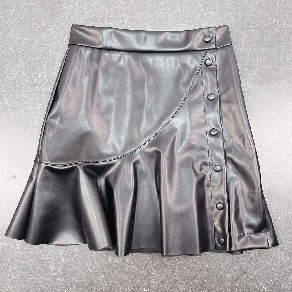 Versatile leather hot girl irregular leather skirt