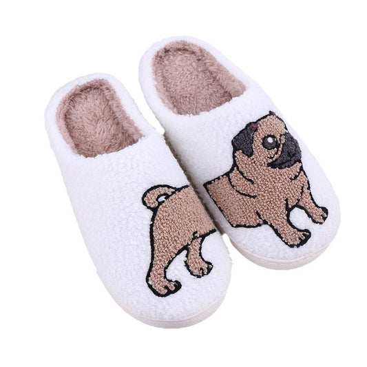 Home plush thick cartoon cow cat cute cotton slippers for women