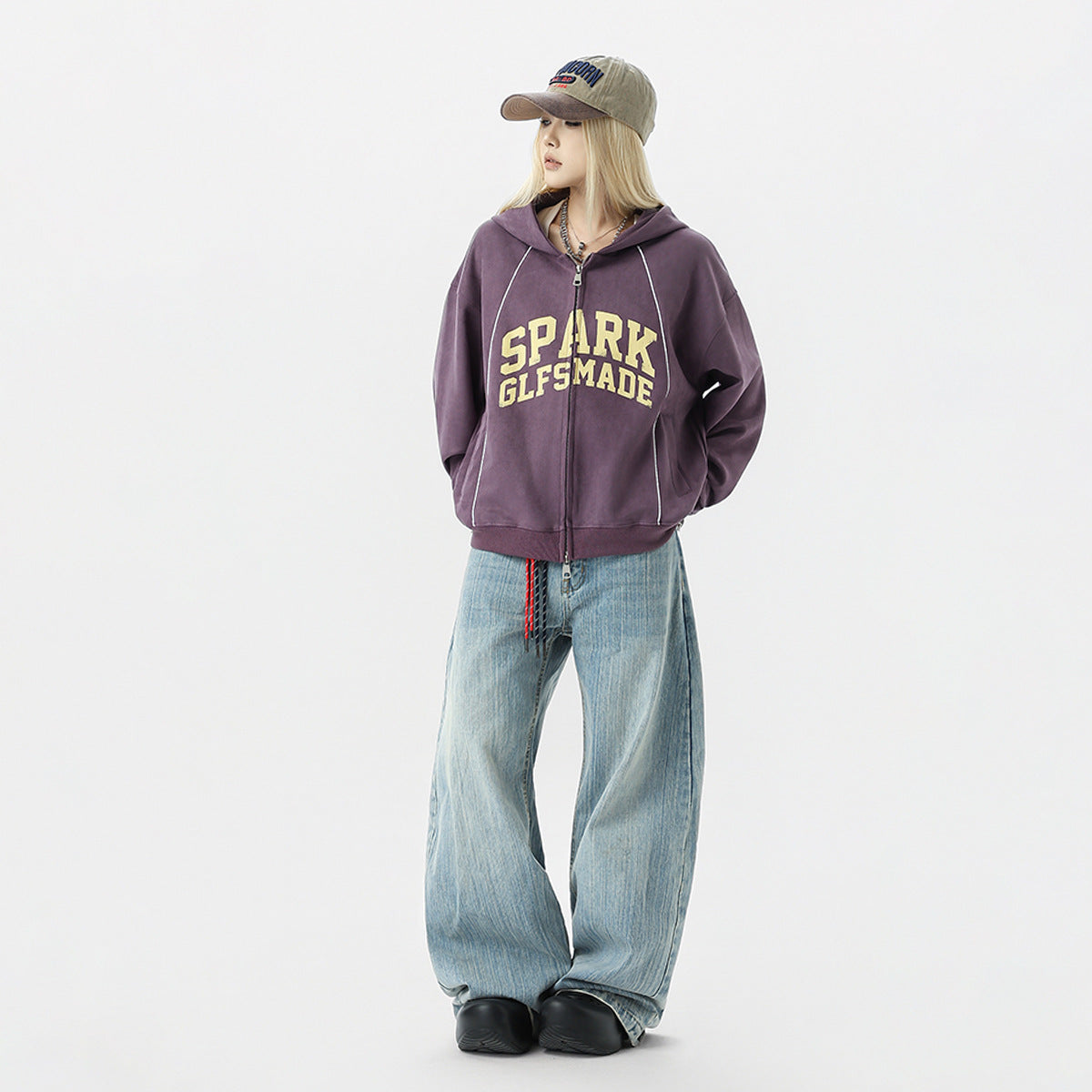 Suede cardigan zipper hoodie