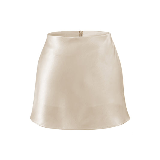 Silk Satin High-Waisted Asymmetrical A-Line Skirt for Women