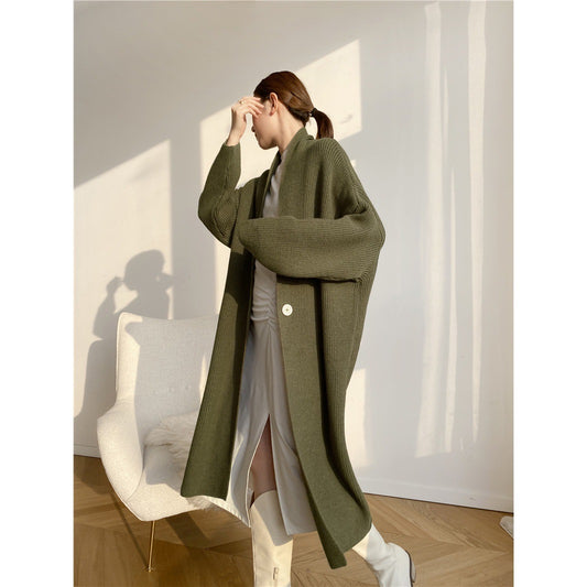 Mid-Length Cardigan Sweater Coat for Women