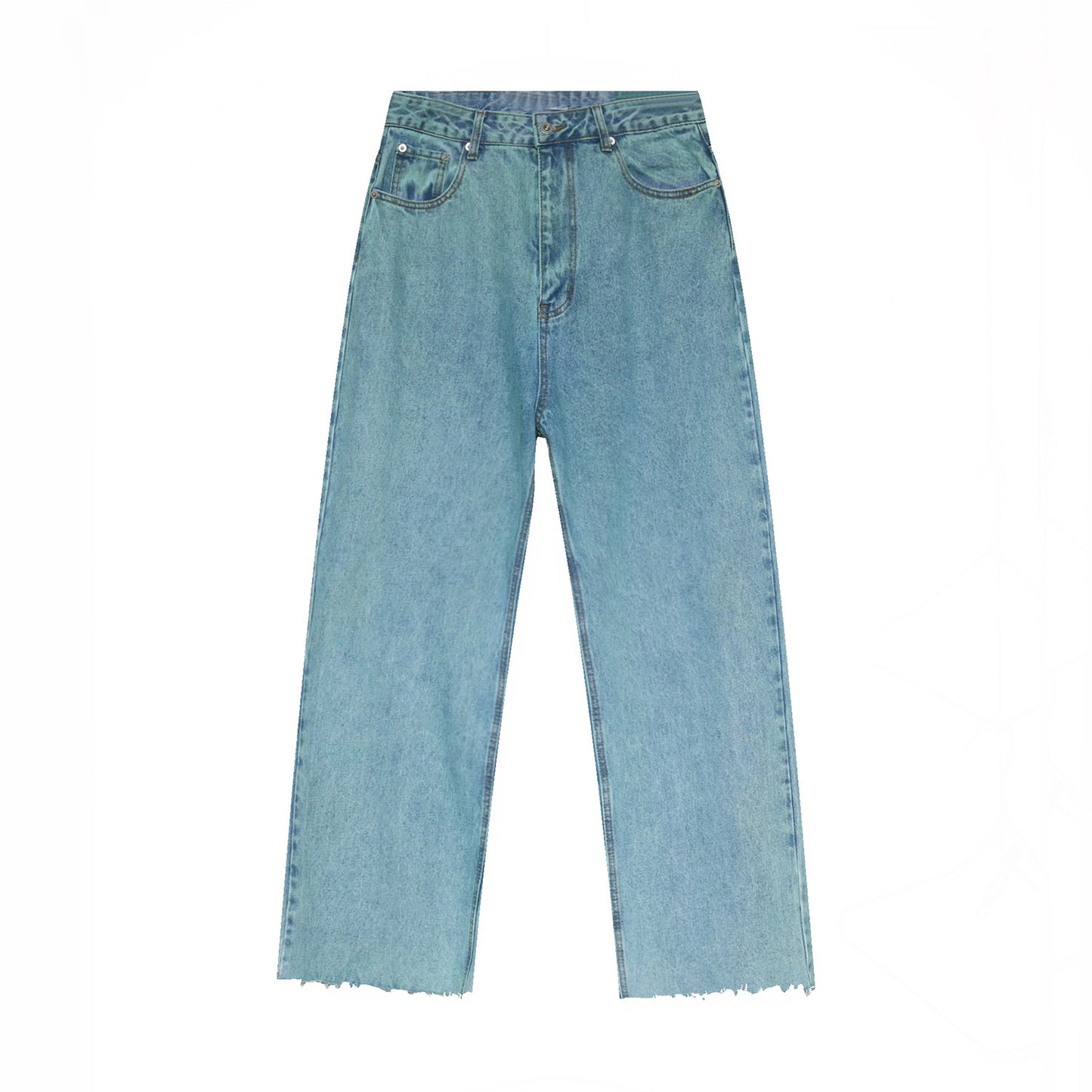 Men's Raw Edge Straight Leg Loose Fit Jeans