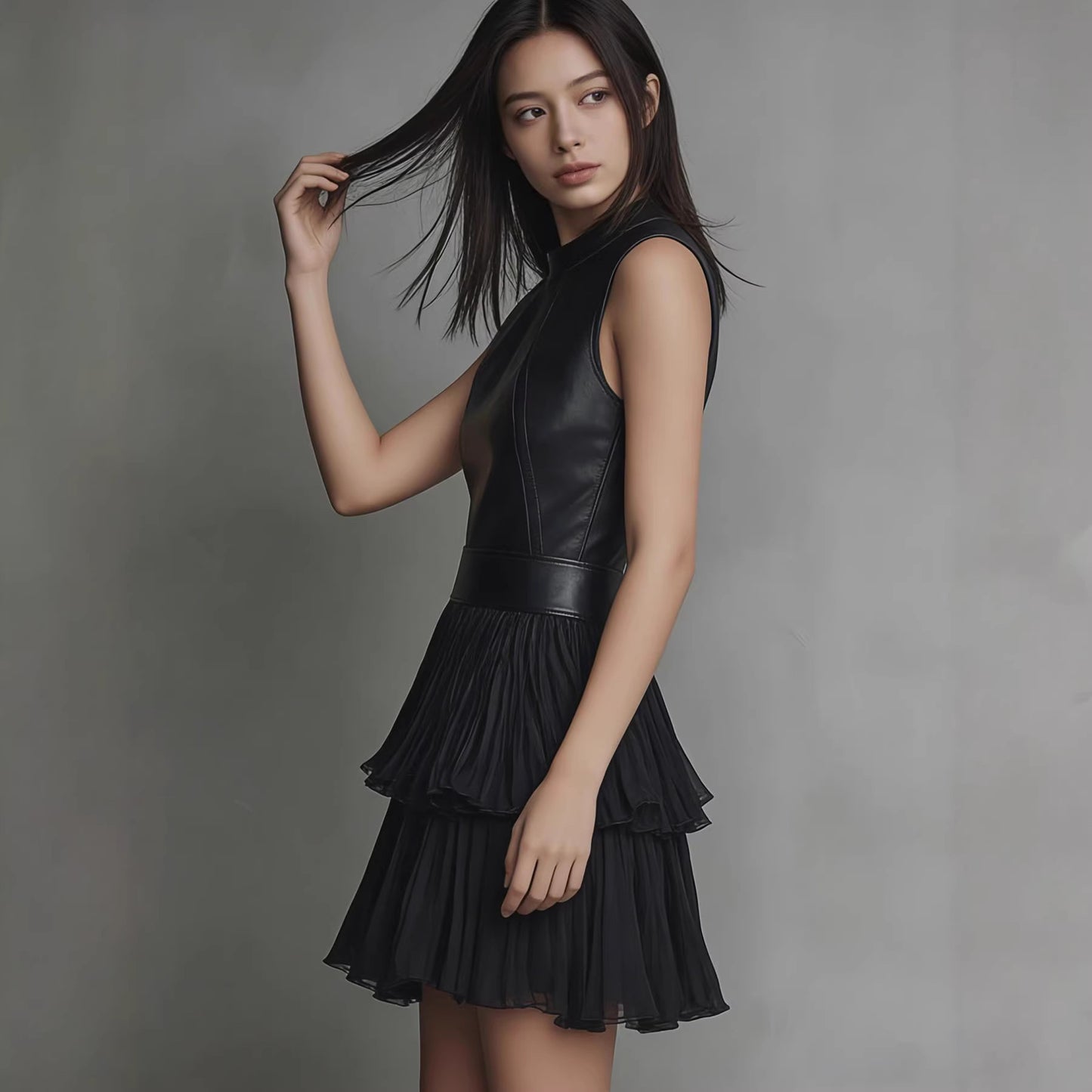 leather Ruffle Skirt dress