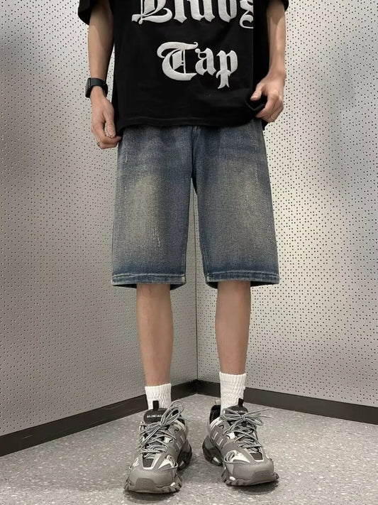 Men's Full Size Vintage Wash Denim Shorts Plus Size