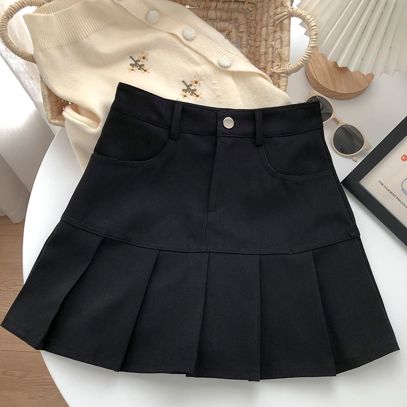 High-Waisted A-Line Pleated Skirt for Women