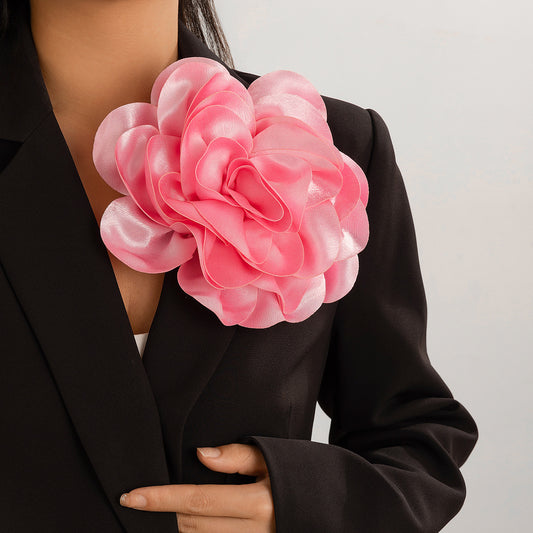 large  fabric flower brooch
