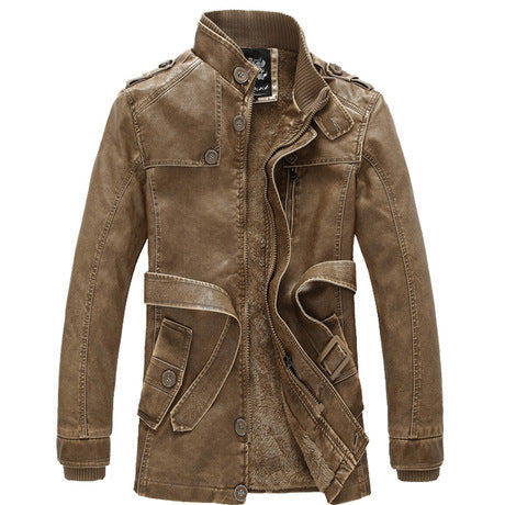 2019 Men's Slim Fit PU Leather Jacket with Zipper