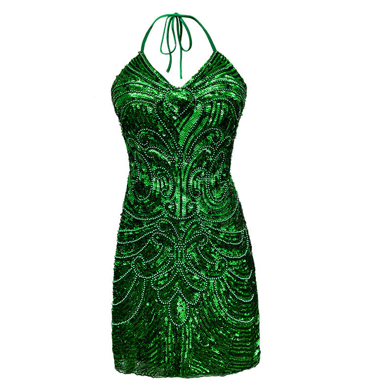 Evening Adult Women's Latin Dance Fringe Dress Sequin Dress Backless Party Stage Performance Costume Women's Clothing