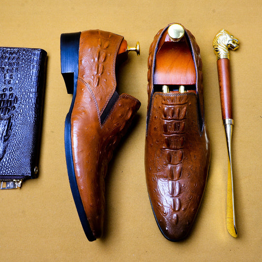 Men's Leather asual business breathable crocodile pattern trendy men's shoes